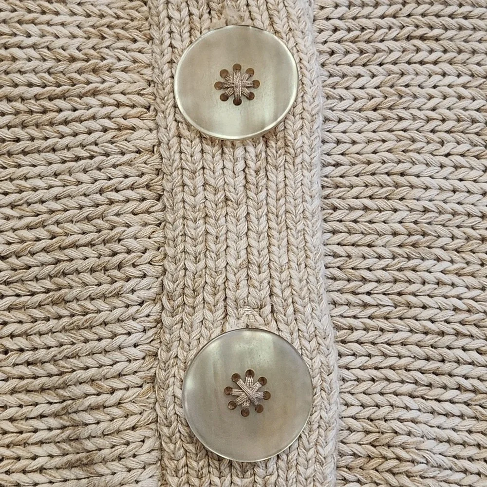 J Jill Pure Cardigan Sweater Womens Size Small Short Sleeve Cotton‎ Knit Beige